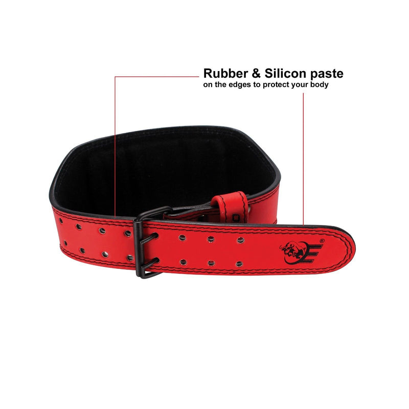 Genuine Leather Weightlifting Belt 4" Wide Red - Estremo Fitness