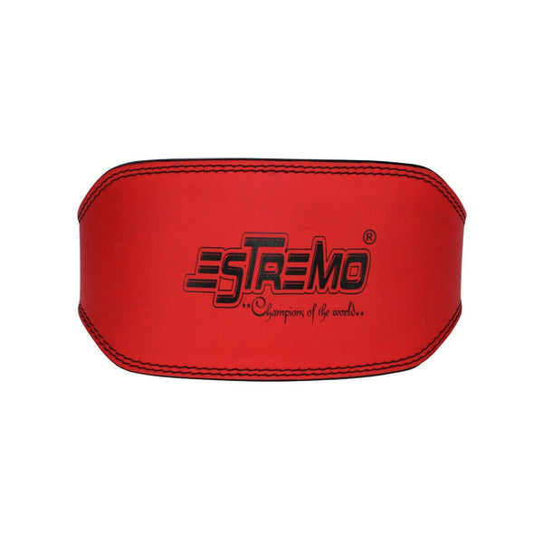 Genuine Leather Weightlifting Belt 6" Wide - Red - Estremo Fitness