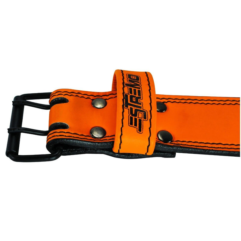 Genuine Leather Weightlifting Belt 4" Wide Orange - Estremo Fitness