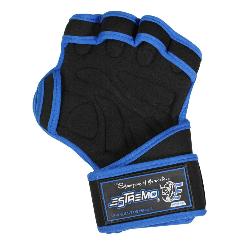 Weightlifting Gym Gloves with Wrist Straps, Blue - Estremo Fitness