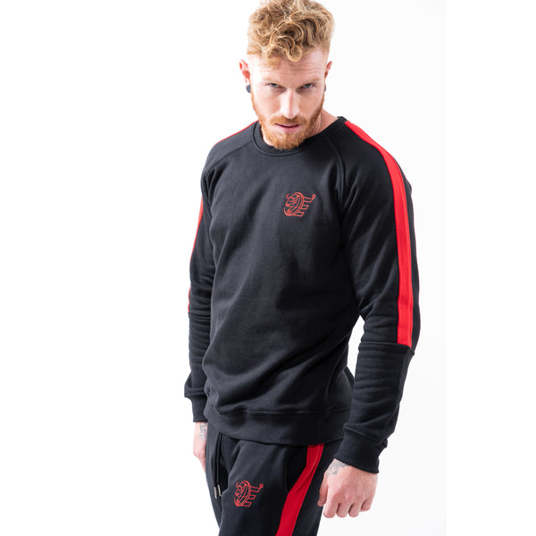 Tracksuit Set: Sweat Shirts & Sweat Pants w / Zippered Pockets - Black - Estremo Fitness