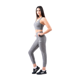 Cotton/Spandex Flex-Blend Sports Bra & Leggings - Grey - Estremo Fitness