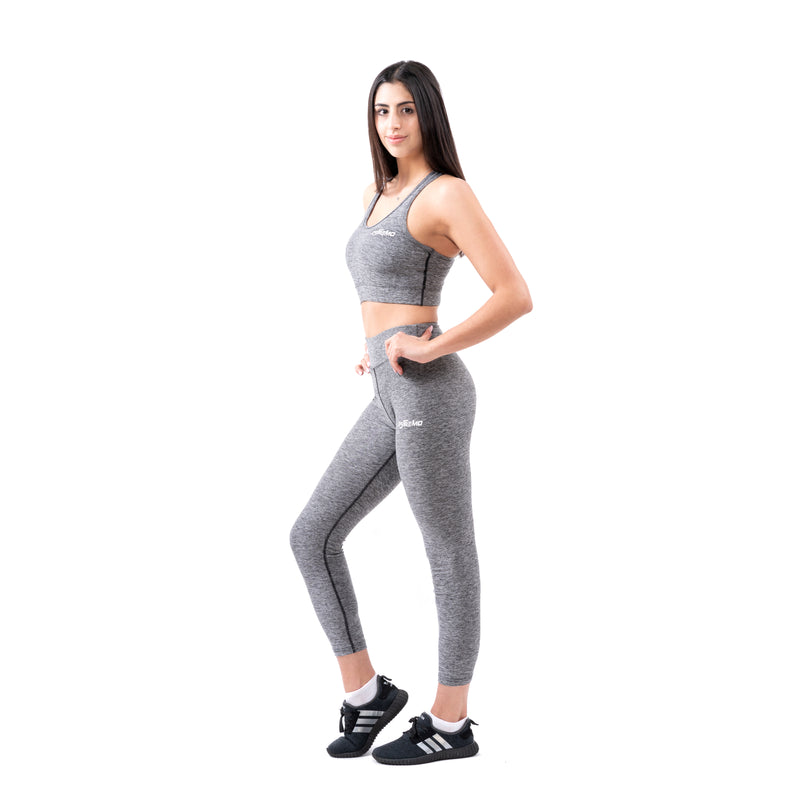 Cotton/Spandex Flex-Blend Sports Bra & Leggings - Grey – Estremo