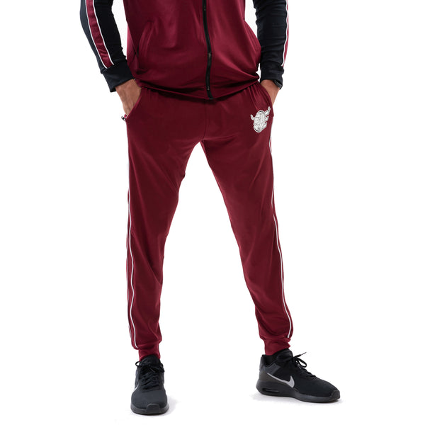 Tracksuit Set-Hooded Slim Jackets & Joggers w / Zippered Pockets - Burgundy - Estremo Fitness