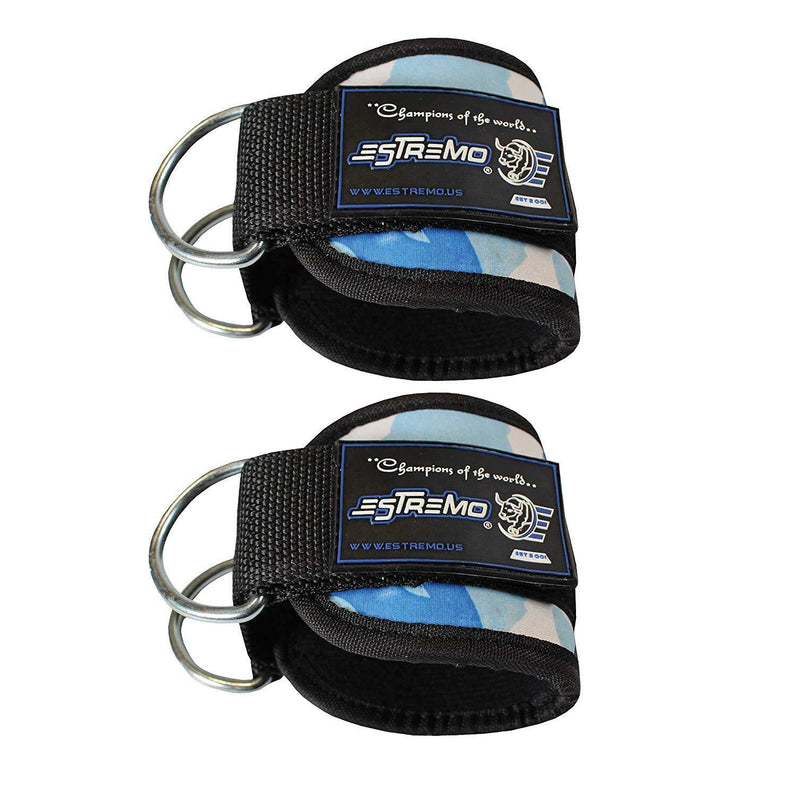 Ankle Straps for Cable Machine - Blue Camouflage - Estremo Fitness