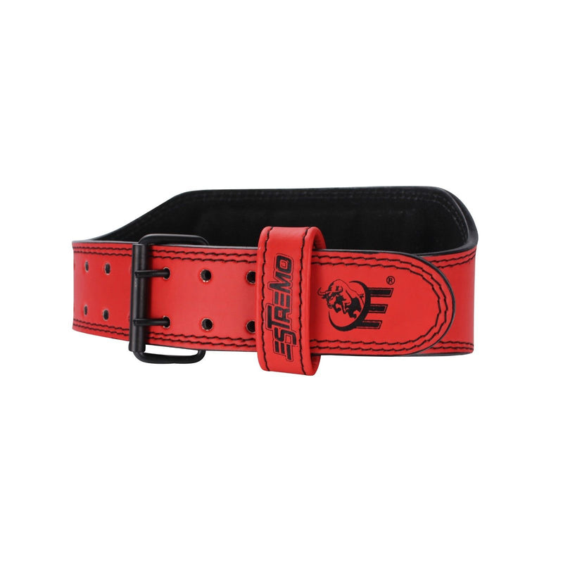 Genuine Leather Weightlifting Belt 6" Wide - Red - Estremo Fitness