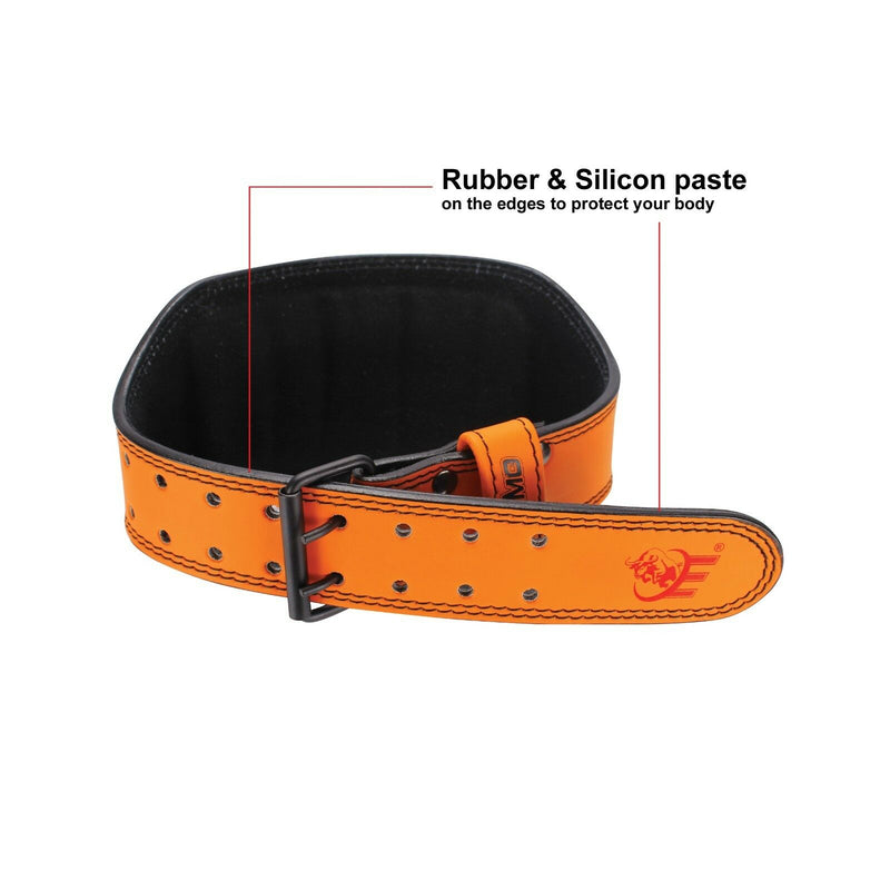 Genuine Leather Weightlifting Belt 6" Wide - Orange - Estremo Fitness