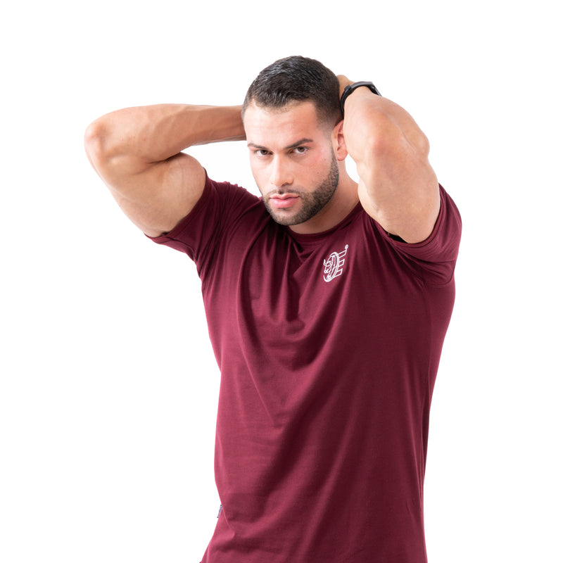 Estremo Fitness Flex-Knit Crew Neck Tees - Burgundy - Estremo Fitness