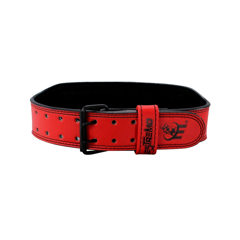 Genuine Leather Weightlifting Belt 4" Wide Red - Estremo Fitness