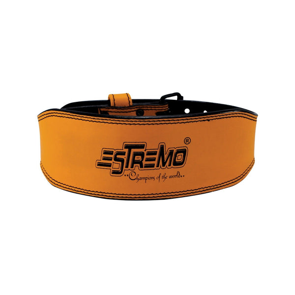 Genuine Leather Weightlifting Belt 4" Wide Orange - Estremo Fitness
