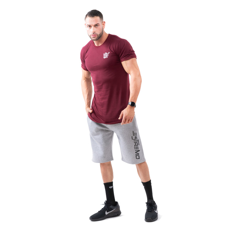 Estremo Fitness Flex-Knit Crew Neck Tees - Burgundy - Estremo Fitness