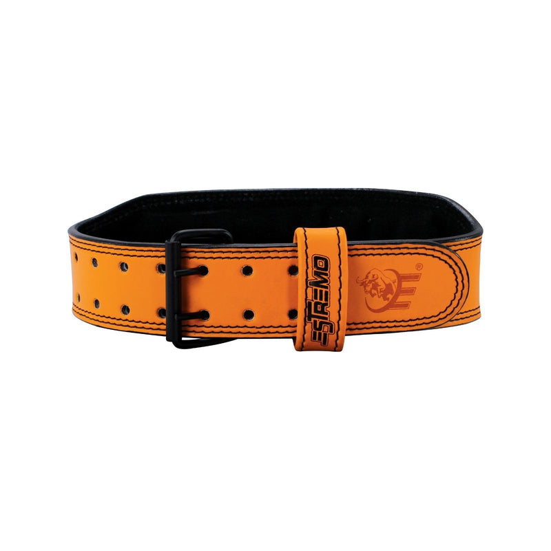 Genuine Leather Weightlifting Belt 4" Wide Orange - Estremo Fitness