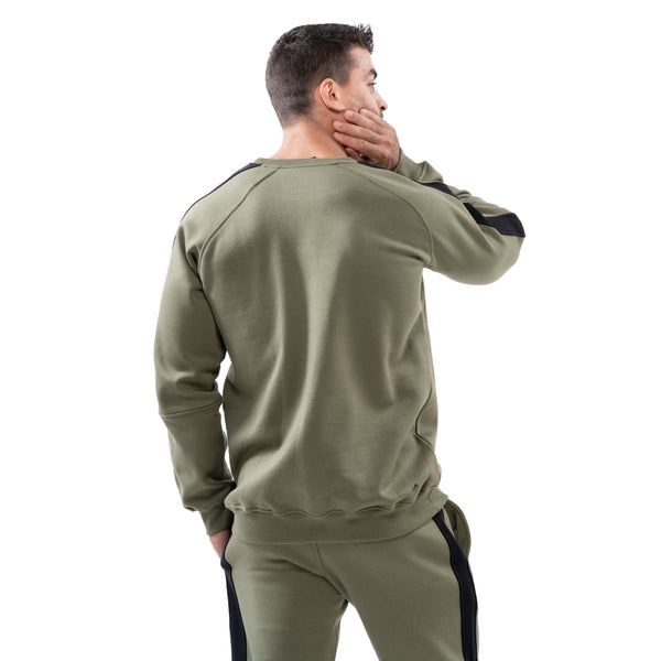 Tracksuit Set: Slim Jacket & Joggers w / Zippered Pockets - Olive - Estremo Fitness