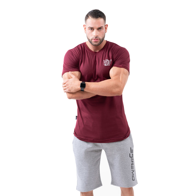 Estremo Fitness Flex-Knit Crew Neck Tees - Burgundy - Estremo Fitness