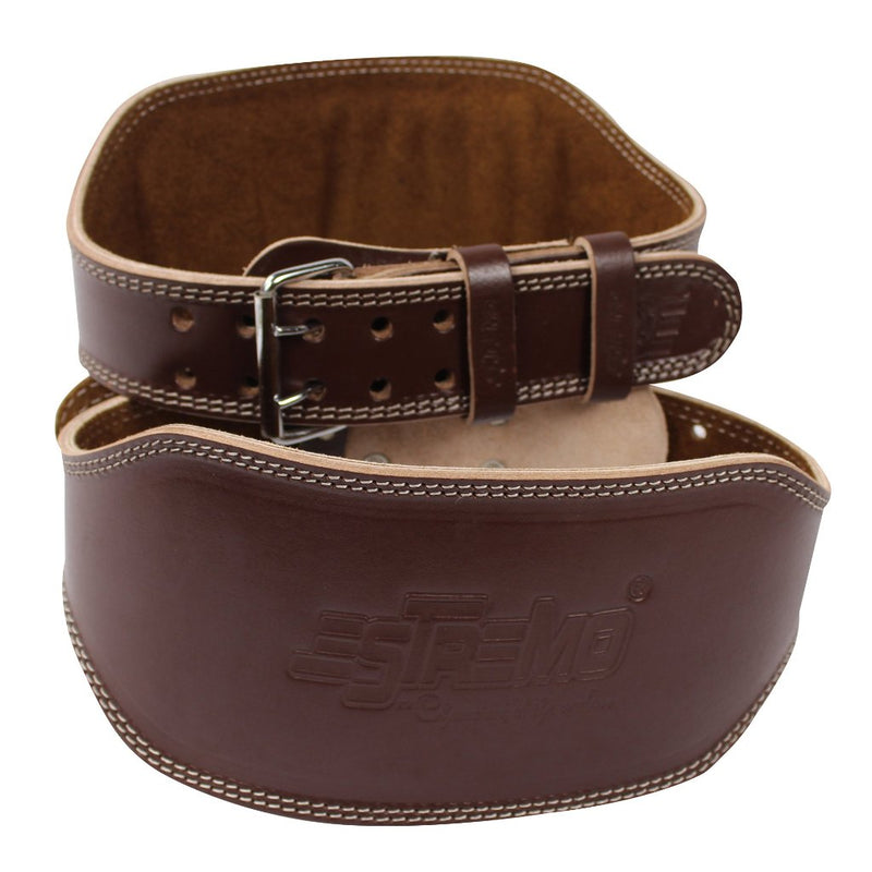 Genuine Leather Weightlifting Belt 6" Wide - Brown - Estremo Fitness