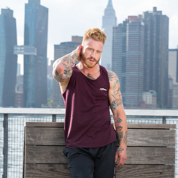 Estremo Fitness Flex-Knit Scoop Neck Stringer Vests - Burgundy - Estremo Fitness