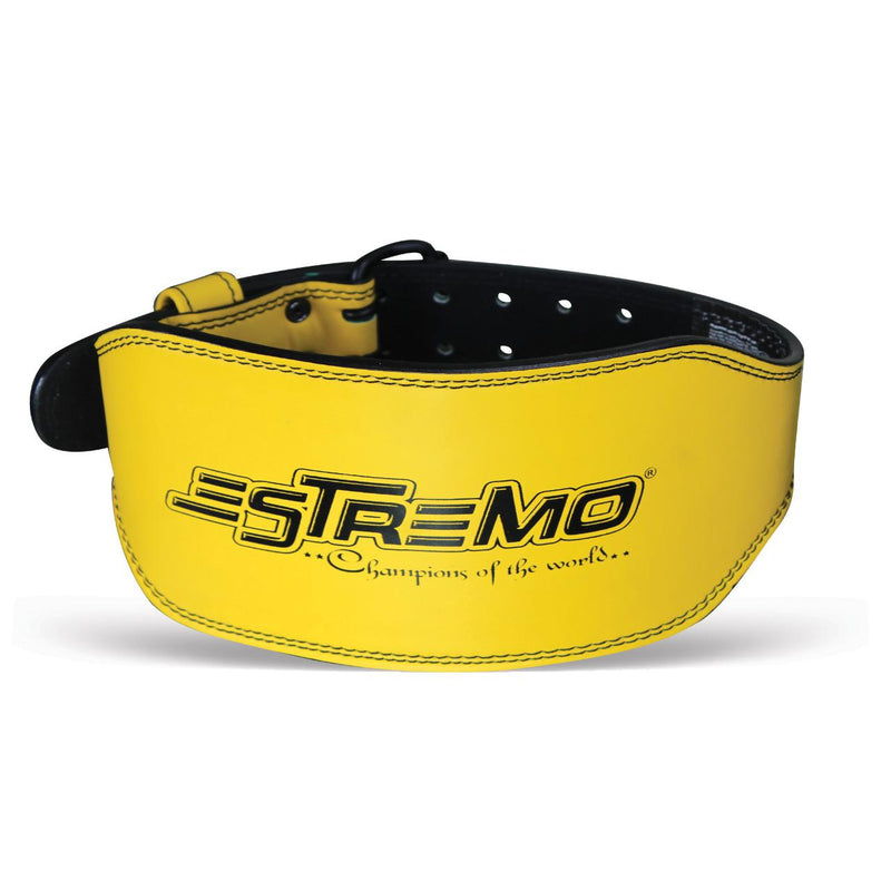 Genuine Leather Weightlifting Belt 6" Wide - Yellow - Estremo Fitness