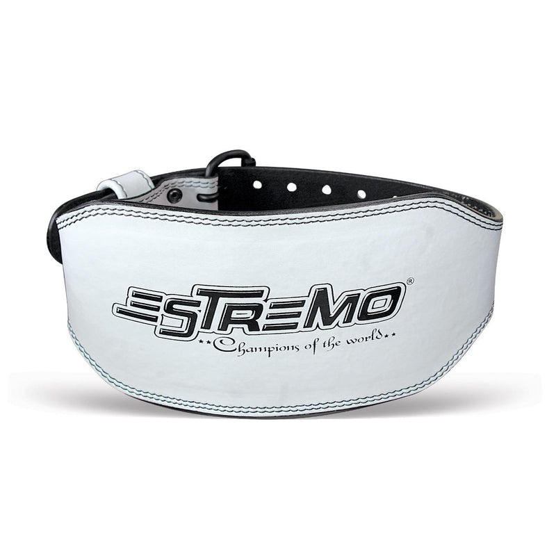 Genuine Leather Weightlifting Belt 6" Wide - White - Estremo Fitness