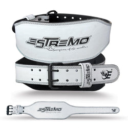 Genuine Leather Weightlifting Belt 6" Wide - White - Estremo Fitness