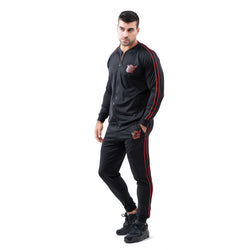 Tracksuit Set-Slim Jackets & Joggers w / Zippered Pockets - Black - Estremo Fitness