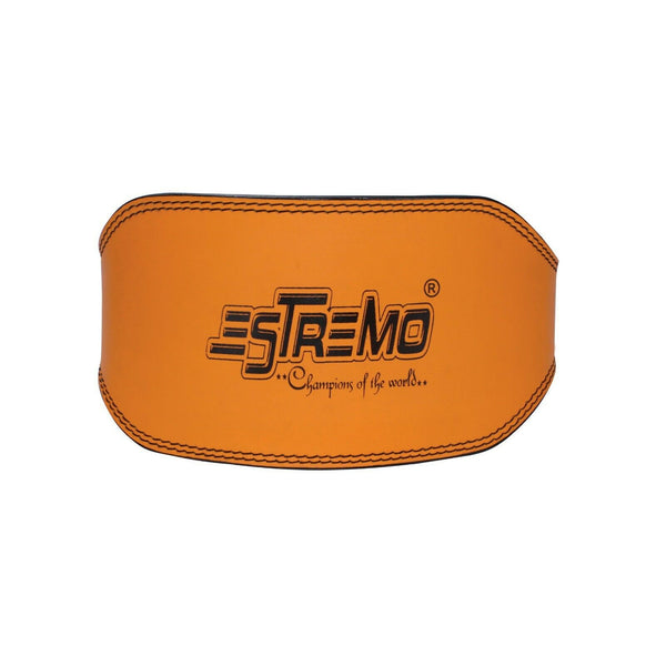 Genuine Leather Weightlifting Belt 6" Wide - Orange - Estremo Fitness