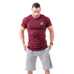 Estremo Fitness Flex-Knit Crew Neck Tees - Burgundy - Estremo Fitness