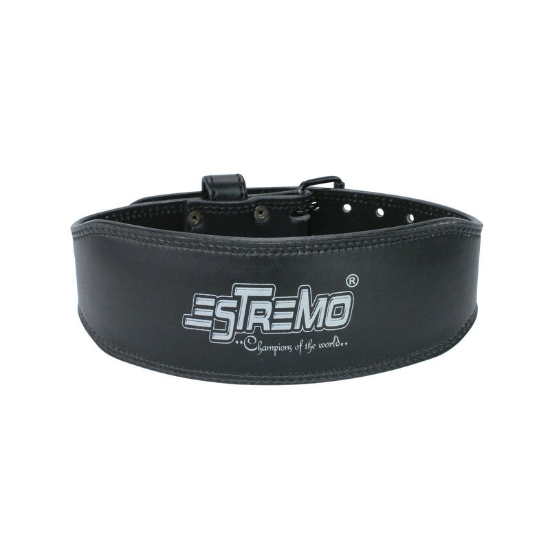 Genuine Leather Weightlifting Belt 4" Wide Black - Estremo Fitness