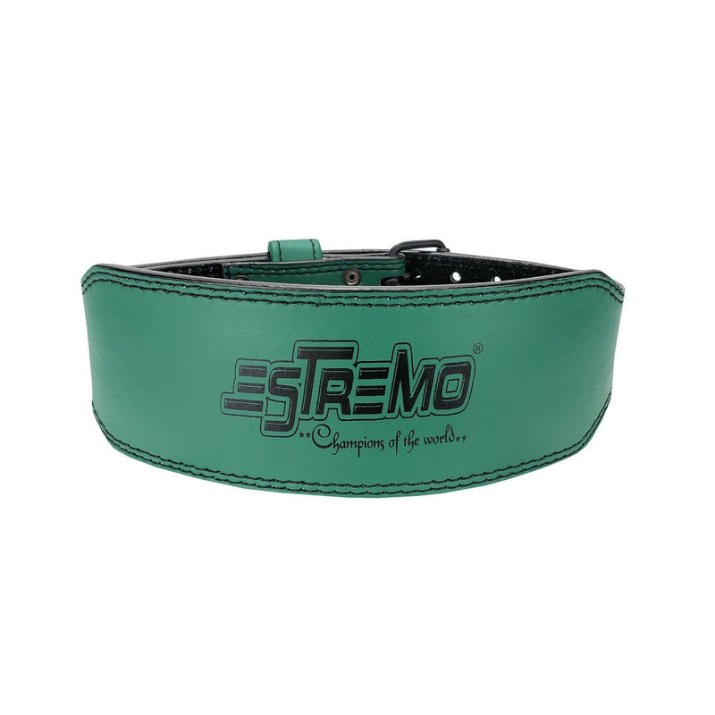 Genuine Leather Weightlifting Belt 4" Wide Green - Estremo Fitness