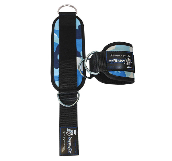 Ankle Straps for Cable Machine - Blue Camouflage - Estremo Fitness