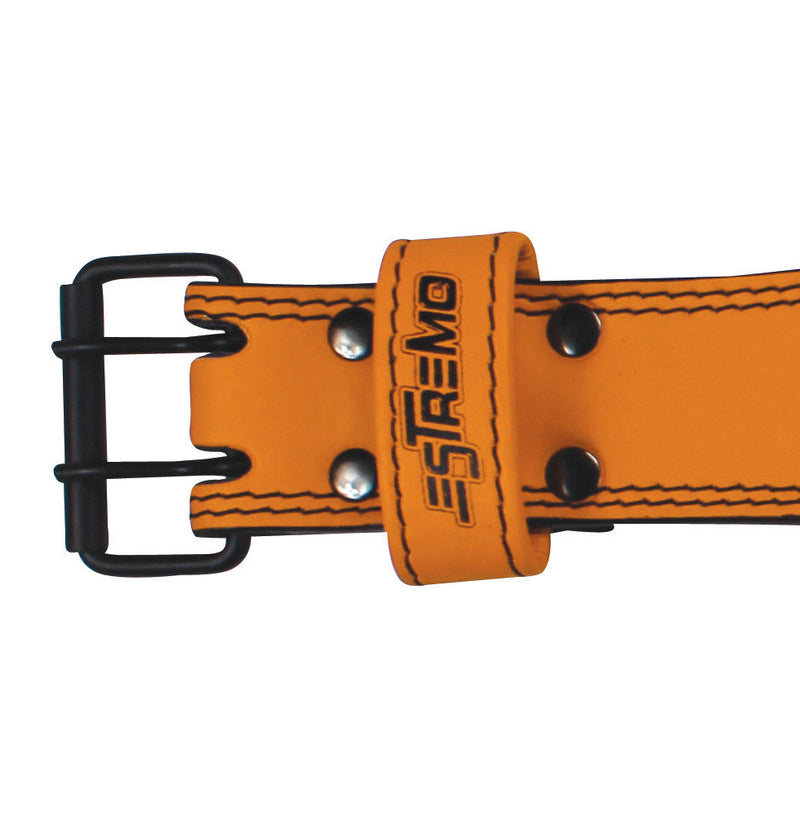 Genuine Leather Weightlifting Belt 6" Wide - Orange - Estremo Fitness